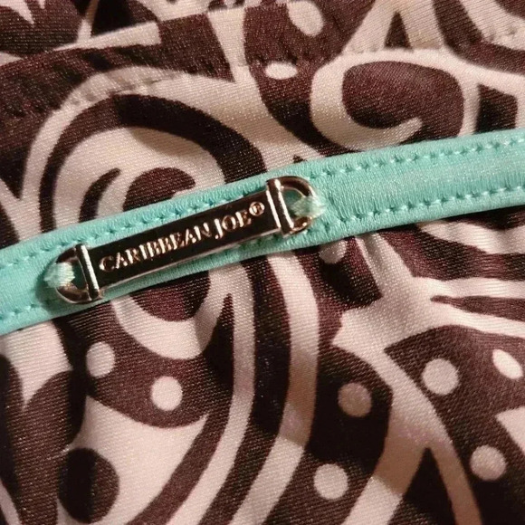 Caribbean Joe 2 Piece Swim Sun Bathing  Suit in size 10 Brown Print with accents - Picture 7 of 8